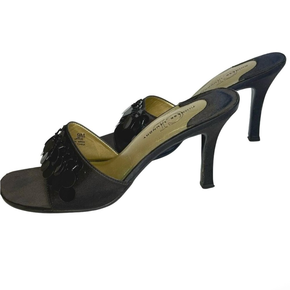 SOLD  Chinese Laundry Y2K Black Kitten Heels with Sequins size 9